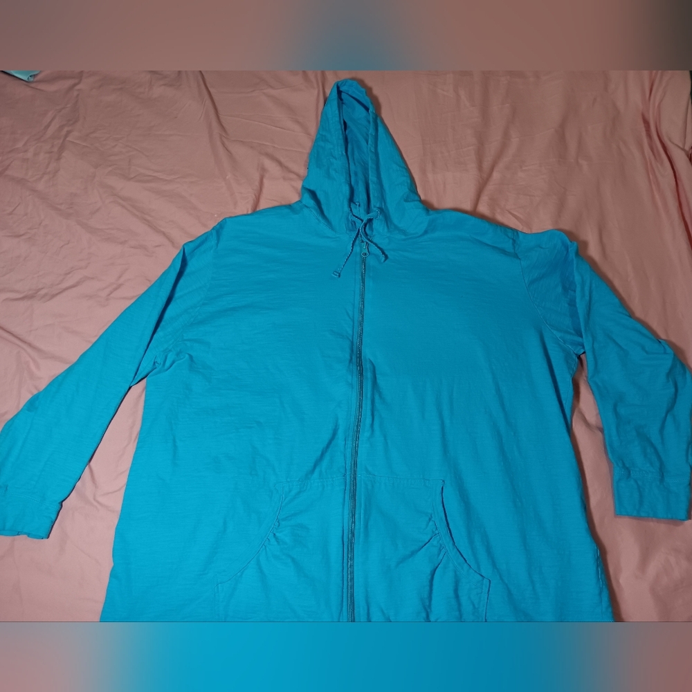 Just My Size Light Cotton Hoodie 4x(26w/28w) Light Blue EUC